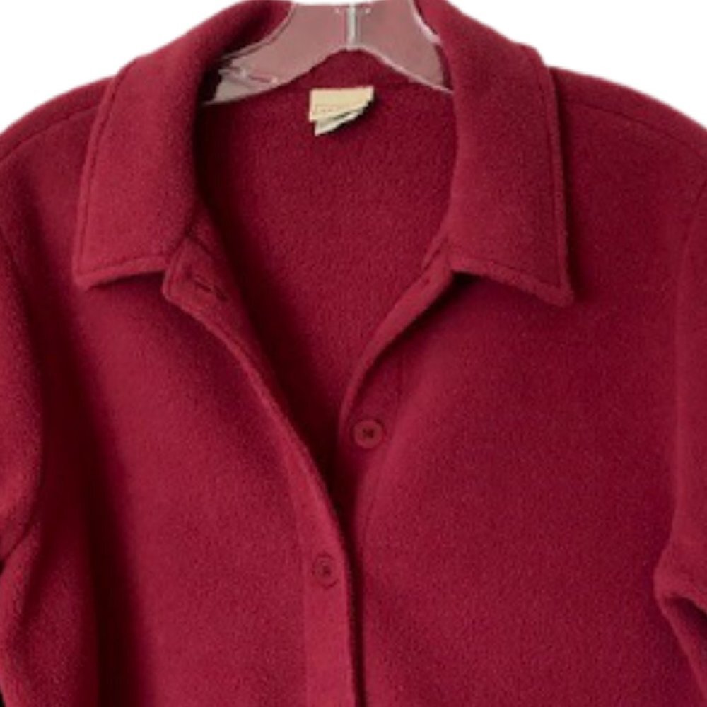 L.L. Bean Maroon Polartec Fleece Blazer Jacket - M - Picture 3 of 11